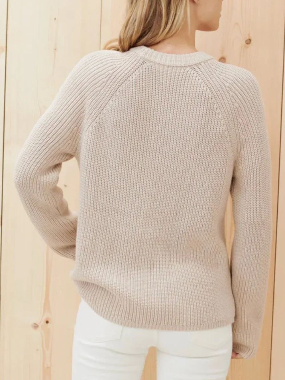 Jenni Kayne Cotton Fisherman Sweater in Oatmeal Sz M - Picture 3 of 11